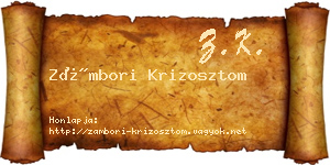 Zámbori Krizosztom névjegykártya